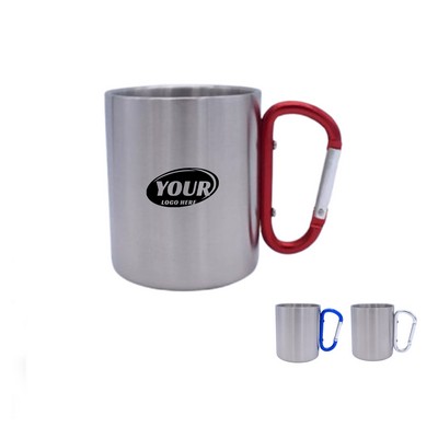 10 oz Carabiner Camping Stainless Steel Mug